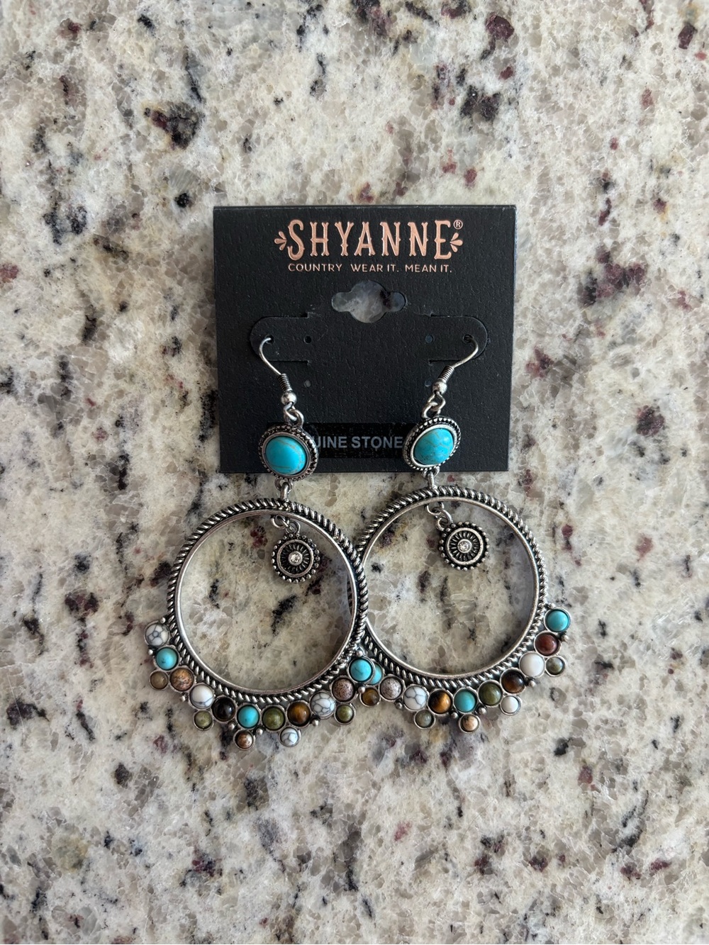 Shyanne Silver-Tone Hoop Earrings with Turquoise and Earth Tone Accents